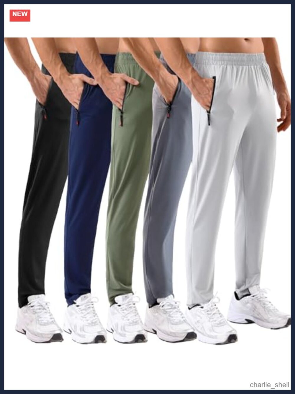 5 Pack Men's Sweatpants Zipper Pockets Stretch Lightweight Athletic Pants